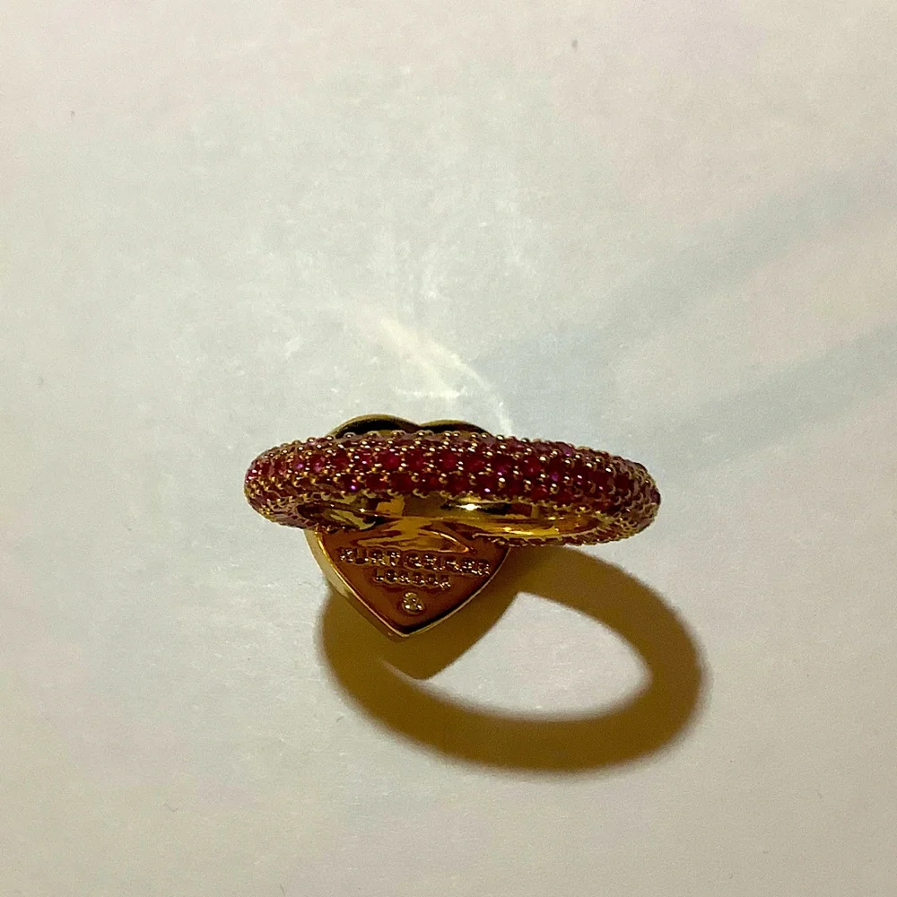 Kurt Geiger London Rainbow Crystal Heart Cocktail Ring 7 New - Picture 5 of 5